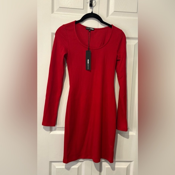 Fashion Nova Soft Vibrant Red Long Sleeve Dress - Picture 2 of 4
